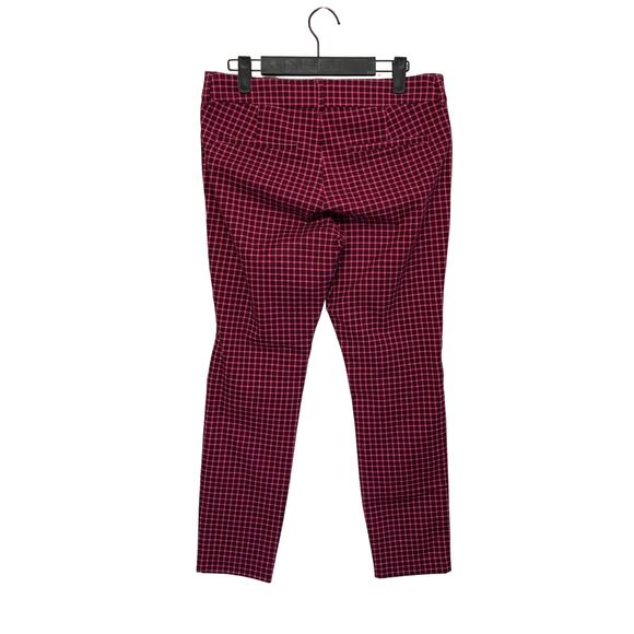 Old Navy Check Plaid Pixie Ankle Pants Womens Sz 6 Burgundy Pink Stretch Slim - Picture 2 of 5